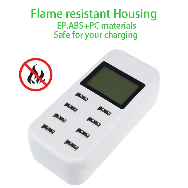 Leebote 8 ميناء شاحن يو اس بي 40 W محول الطاقة سطح المكتب USB شحن محطة مع شاشة الكريستال السائل للهاتف المحمول و اللوحي