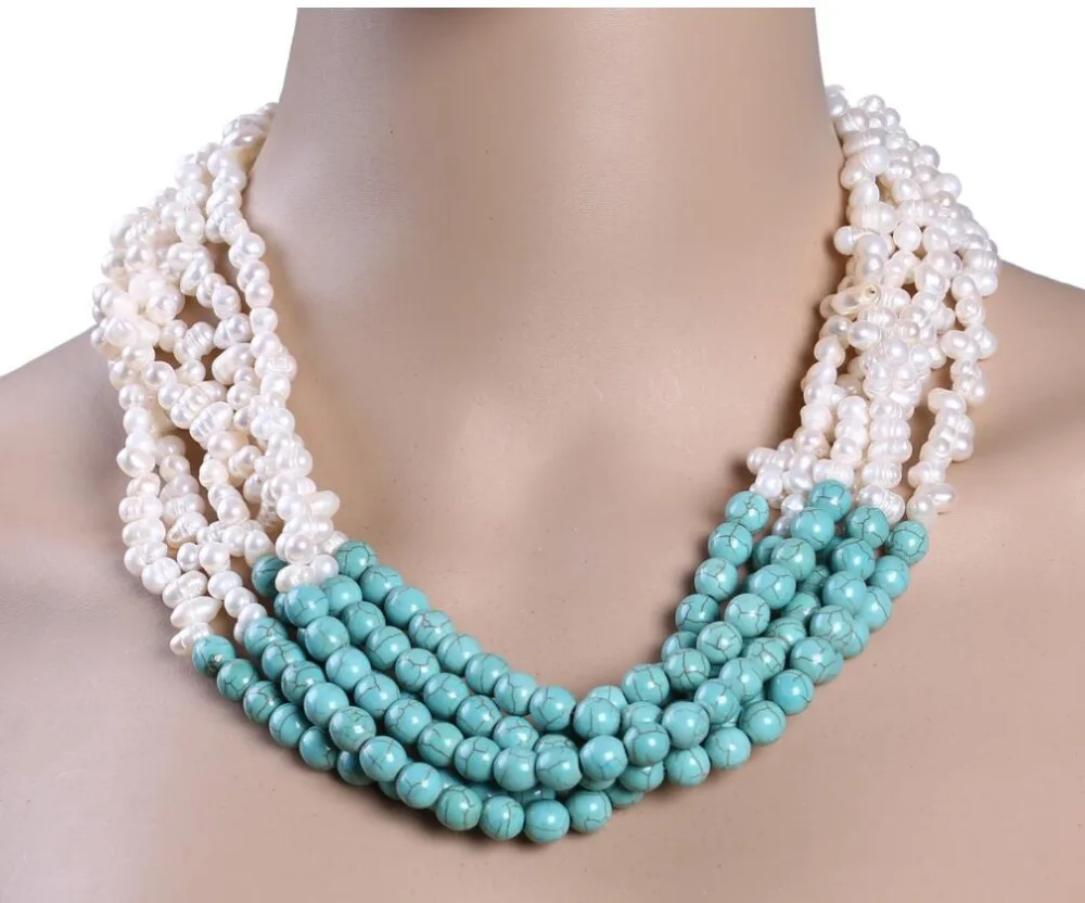 

6-7mm multiple natural freshwater pearls8mmTurkey necklaces