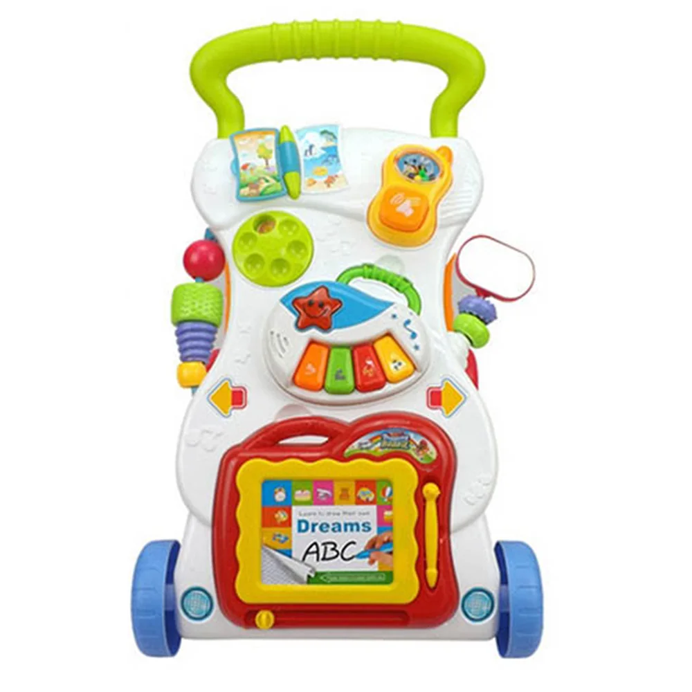 

Multifunction Baby Ride on car trolleys with Musical instrument light Drawing board Toys Learn to Newborns Growing up Walk Carts