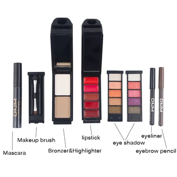 

7pcs/set Makeup Kit Eyeshadow+Cosmetic Brush+Bronzer+Lipstick+Mascara+Eyeliner+Eyebrow Pencil Lip Gloss Foundation Powder