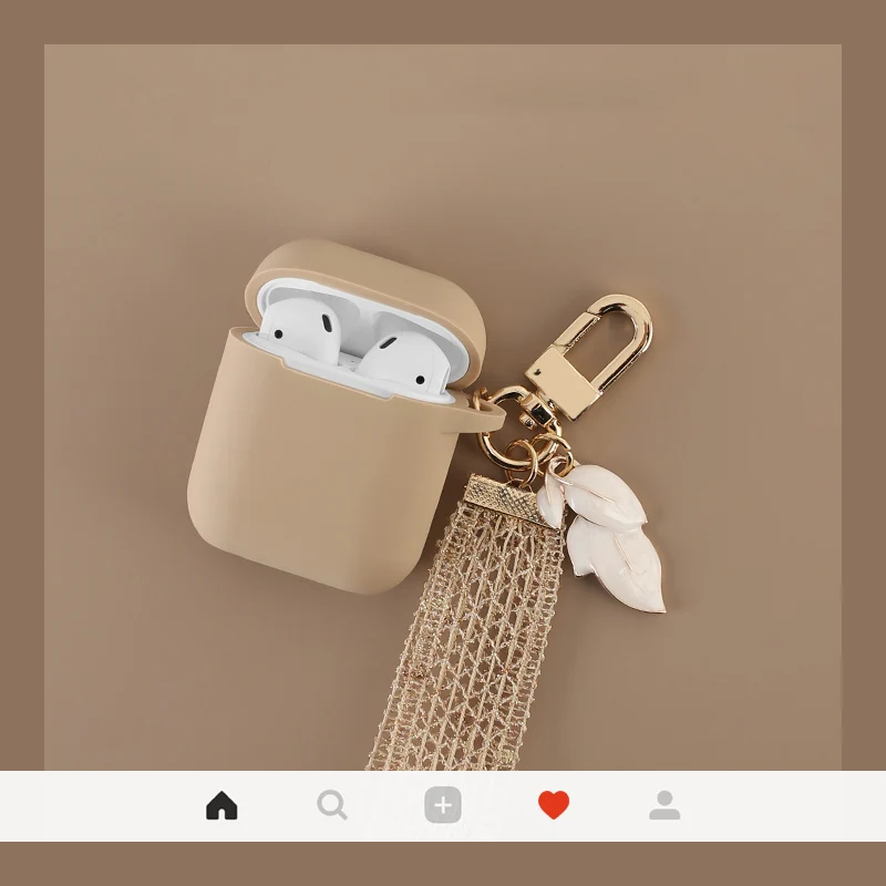 

For AirPods Case Silicone Soft protective Cover for Apple Airpods wireless Bluetooth headset set female Cover anti-fall key ring