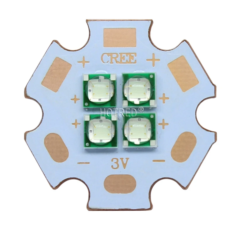 10 Вт-12 Вт 3V6V12V Epi светодиодный s 3535 голубой цвет 495-500nm 4 чипа 4 светодиодный s многочиповый высокомощный светодиодный Диод с 20 мм медной печатной платой