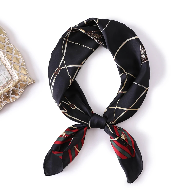 

luxury brand silk scarf square 2018 hot sale small size office hair neck headband foulard scarves for women hijabs Handkerchief