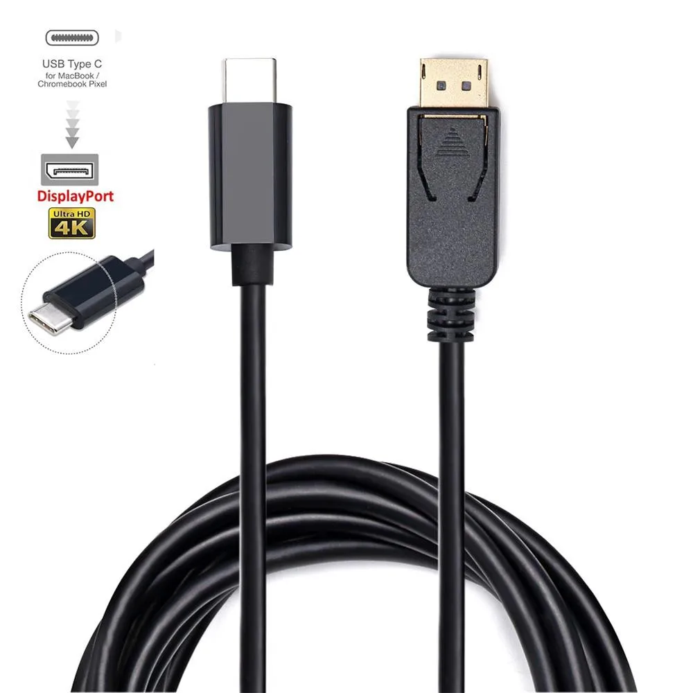 USB C к DisplayPort 4K 60Hz кабель черного цвета (совместим с Thunderbolt 3) 3 фута 0329 #2| |