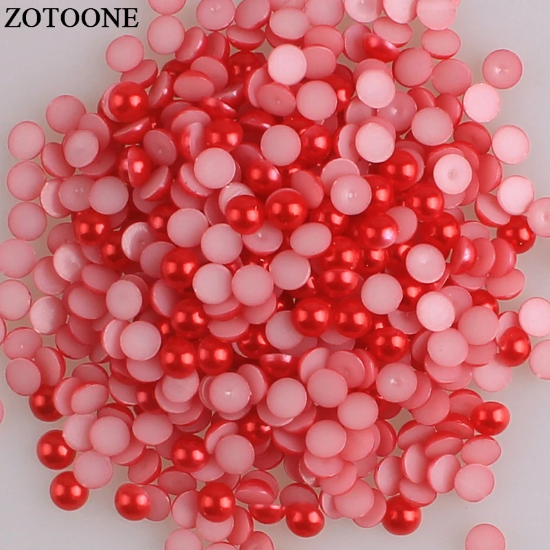 ZOTOONE Flatback Pearl Beads Multicolors ABS Resin Half Round Pearls For Nail Art Applique Strass DIY Nails Rhinestones Crystal