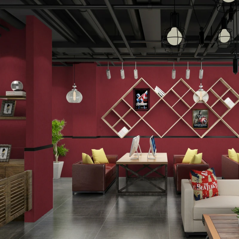 Avoir Images Papier Peint Youman Vintage Pvc Rouleaux Simple Retro Rouge Fonce actualisé par