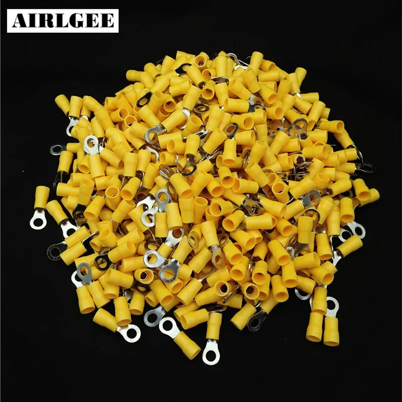 Conector de Fios Amarelo Luva Pré Duplas Anel Terminais Frete Grátis 500 Pcs Rv5.5-5 12-10 Awg