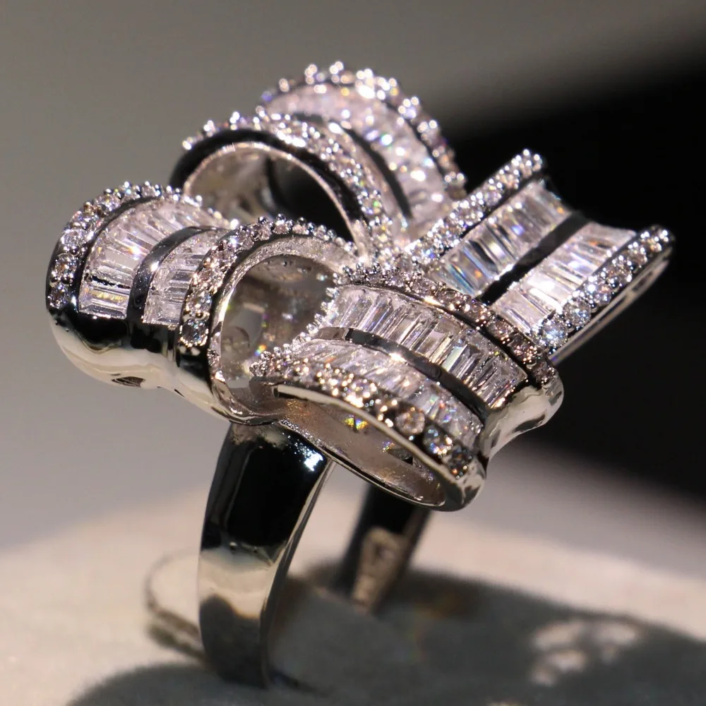 Крутое классическое модное ювелирное изделие 925 пробы серебро 5А фианит вечность Женское Обручальное цветочное кольцо для Святого Валентина Gif