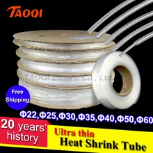 O envio gratuito de 1 metro 2:1 clear heatshrink tubo transparente 22mm 25mm 30mm 35mm 40mm 50mm 60mm fina heatshrink envoltório da tubulação