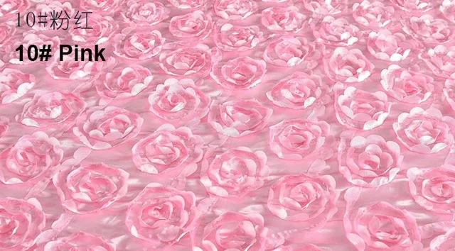 Высокое качество Роскошный круглый прямоугольный цветок розы вышитые скатерти/3D атлас с розочками покрытие стола для свадебного украшения - Цвет: Розовый