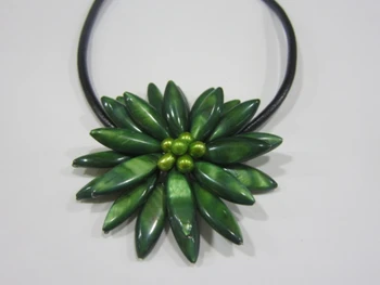 

2017 Direct Selling Collares Necklaces & Pendants Maxi Necklace Fashion Mop Jewelry Dark Mother Of Flower Necklace With Leather