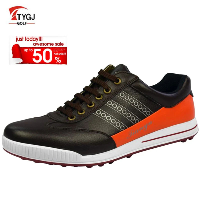 

TTYGJ Golf Shoes Men Waterproof Leather Shoes Zapatos De Sneakers On a Platform Golf Hombre Free Shipping