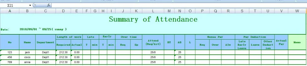 Excel report
