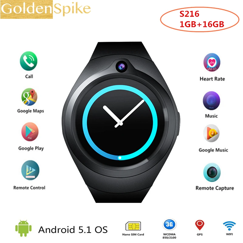 

Android 5.1 OS 1GB+16GB S216 Smart Watch Electronics Android 1.3 Inch Mtk6580 SmartWatch Phone Support 3G Wifi Nano SIM WCDMA