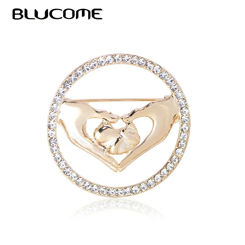 Женская Брошь Blucome, в виде кристаллов, золотого цвета, с надписью «Love Hands с новорожденными»|Броши| | АлиЭкспресс