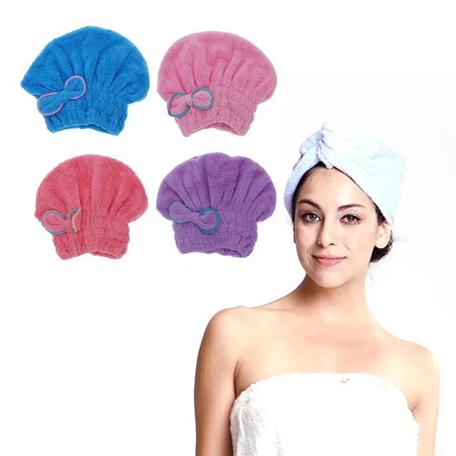 Special Offers Womens Girls Lady's Magic Quick Dry Bath Hair Drying Towel Head Wrap Hat Makeup cosmetics Cap Bathing Tool   D0641