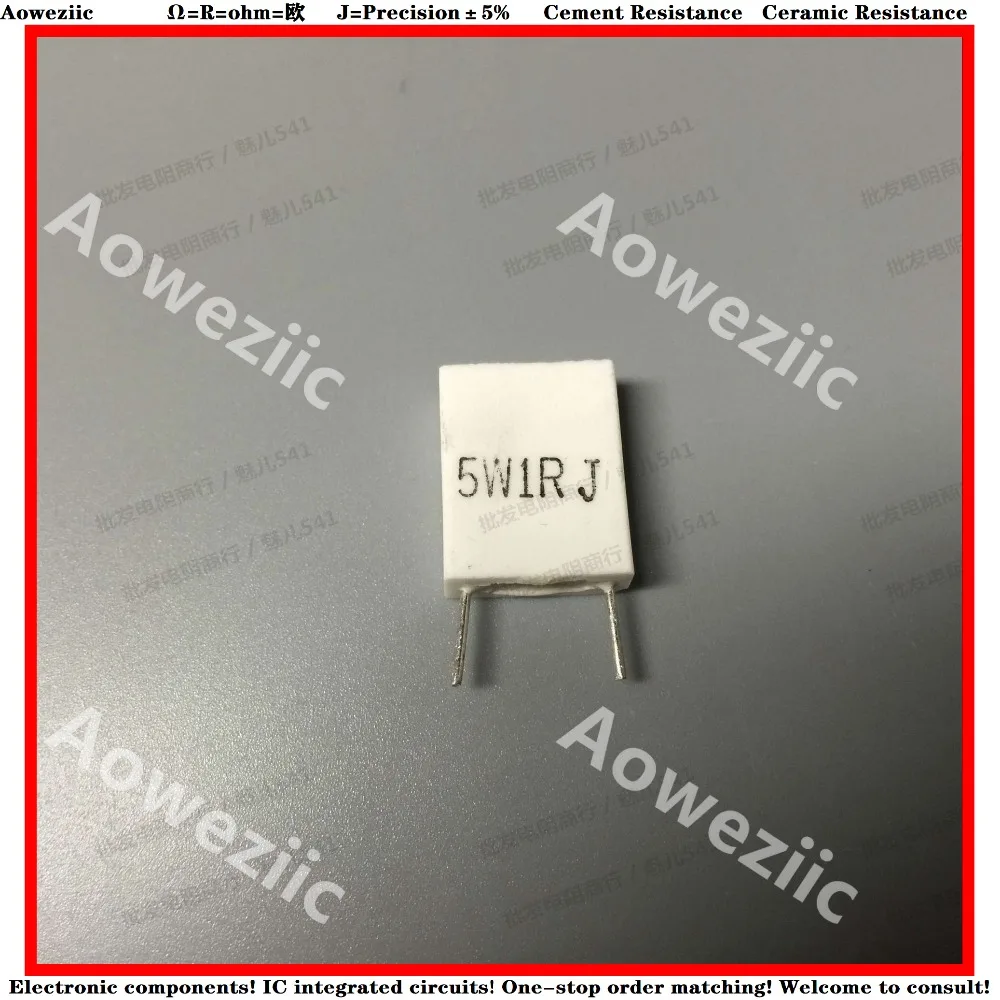 10Pcs Inductionless Cement Resistor 5W 1 ohm 1 R 1RJ 5W1RJ Ceramic Resistance precision 5% Non-inductive Resistor