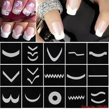 24 pçs/set Prego Guia Art Sticker French Manicure Dicas Ocos Stencils Template 3D Decalques Forma Styling Ferramenta Frete Grátis(China)