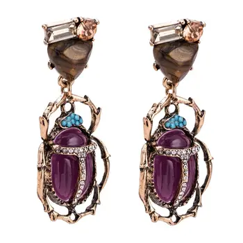 

Cool Vintage Exaggerated Insect Earrings for Women Fashion Crystal Charms Beetle Statement Dangle Earrings Beads Earring Jewelry