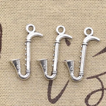 

20pcs Charms Saxophone Instrument Music 17x27mm Antique Silver Color Pendants DIY Making Findings Handmade Tibetan Jewelry
