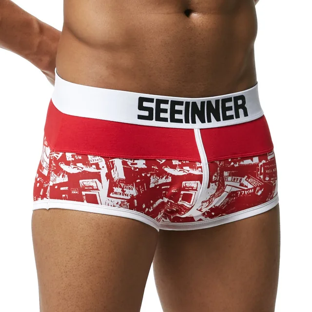 S764 red 20 видов стилей Seeinner, фирменные хлопковые мужские боксеры, сексуальные шорты для геев, мужское нижнее белье для пар, бриджи, мужские трусы с мешочком, боксеры - Цвет: S764 red