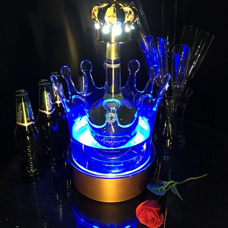 

LED Ice Bucket Chargeable Color Changing Wine Cooler Crown Champagne Wine Holder Drinks Beer Wine Rack Bar/Wedding/Home Party