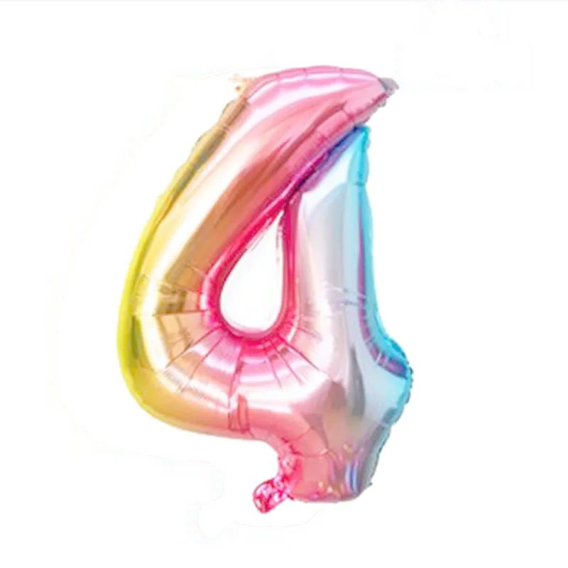 32 дюйма Радуга Количество воздушных шаров градиентного цвета на день рождения Свадебная вечеринка украшения Цифровой шар номер Воздушный баллон Globos