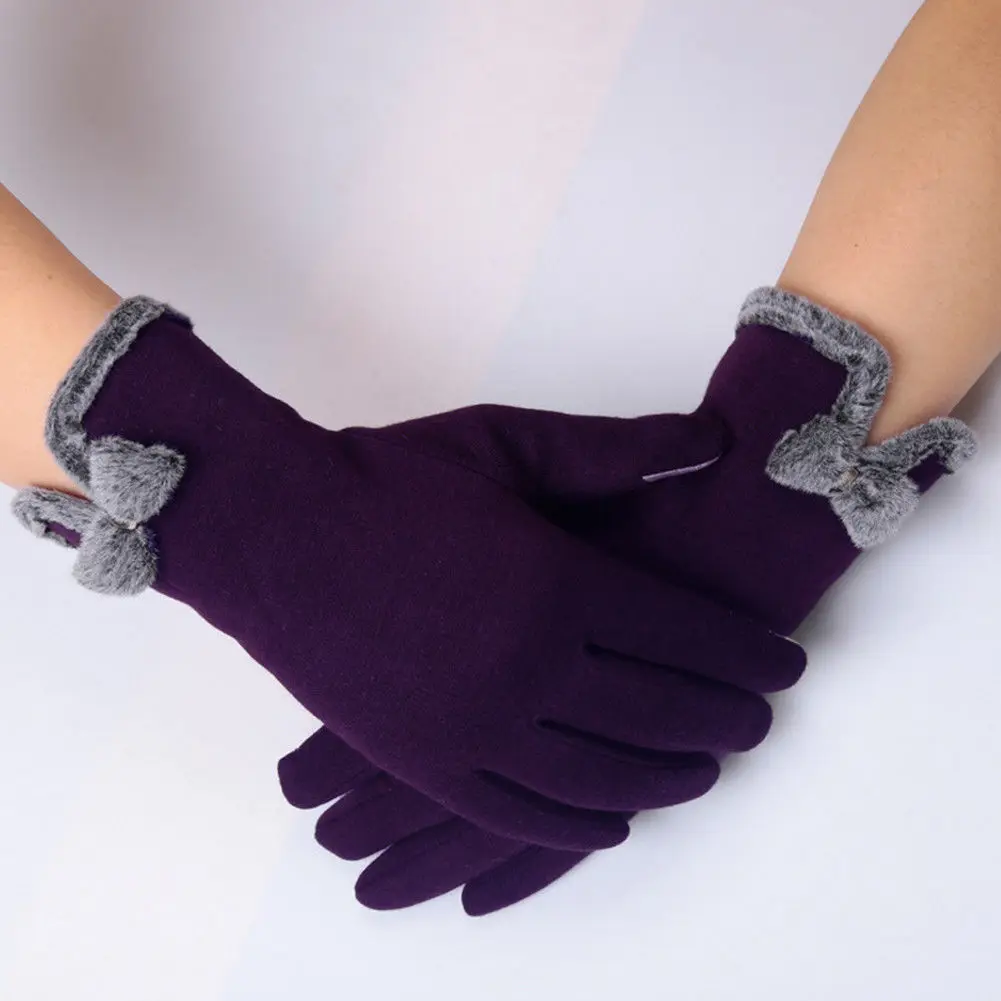 Женские перчатки Новые однотонные зимние теплые толстые повседневные Мягкие кожаные перчатки с сенсорным экраном Флисовые женские