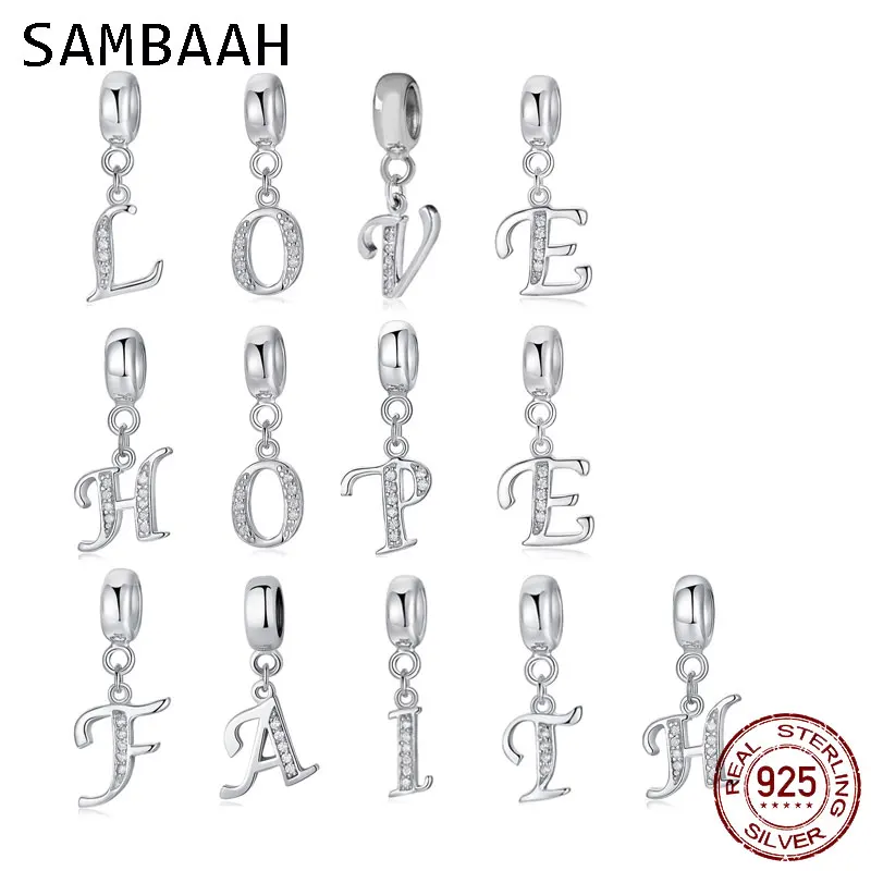 Sambaah Висячие Подвески с буквенным A Z подвеска из стерлингового серебра 925 пробы