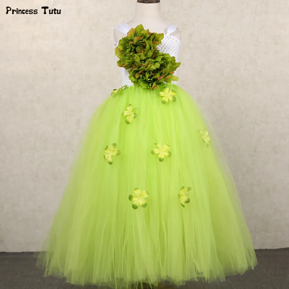 Green,Red,Orange Flower Fairy Girl Party Tutu Dress For Kids Girl Pageant Ball Gown Dress Princess Wedding Flower Girl Dresses  