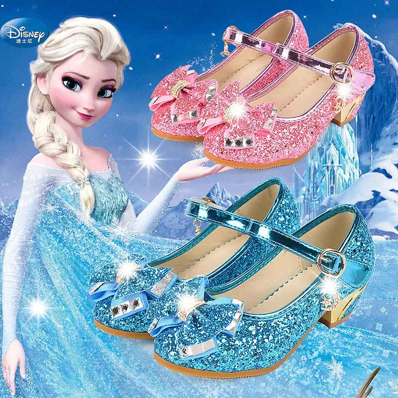 Primavera e no Meninas das Crianças Sapatos de Salto Nova Outono Princesa Sapatos Magia Lantejoulas Alto 26-37 2019