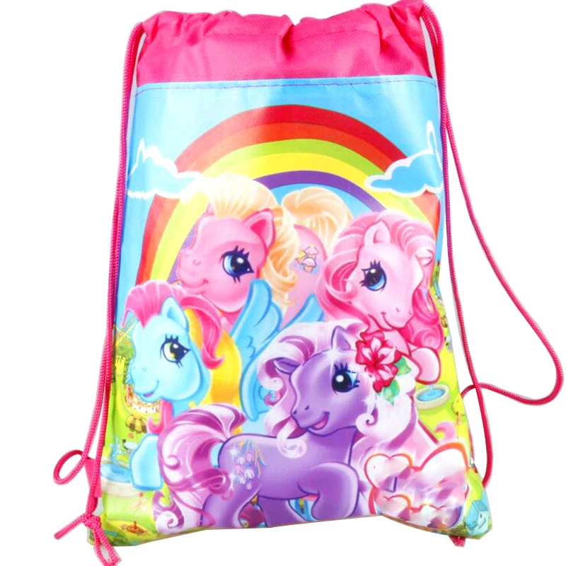 

1PCS Baby Shower Girls Favors little Pony Mochila Birthday Party Non-woven Fabrics Drawstring Decorate Unicorn Loot Gifts Bags