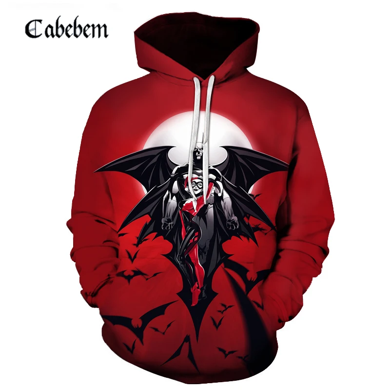 

New autumn men's fashion 3d hoodie anime superhero Batman / Spider-Man printing male / female casual hooded sweatshirt 2019