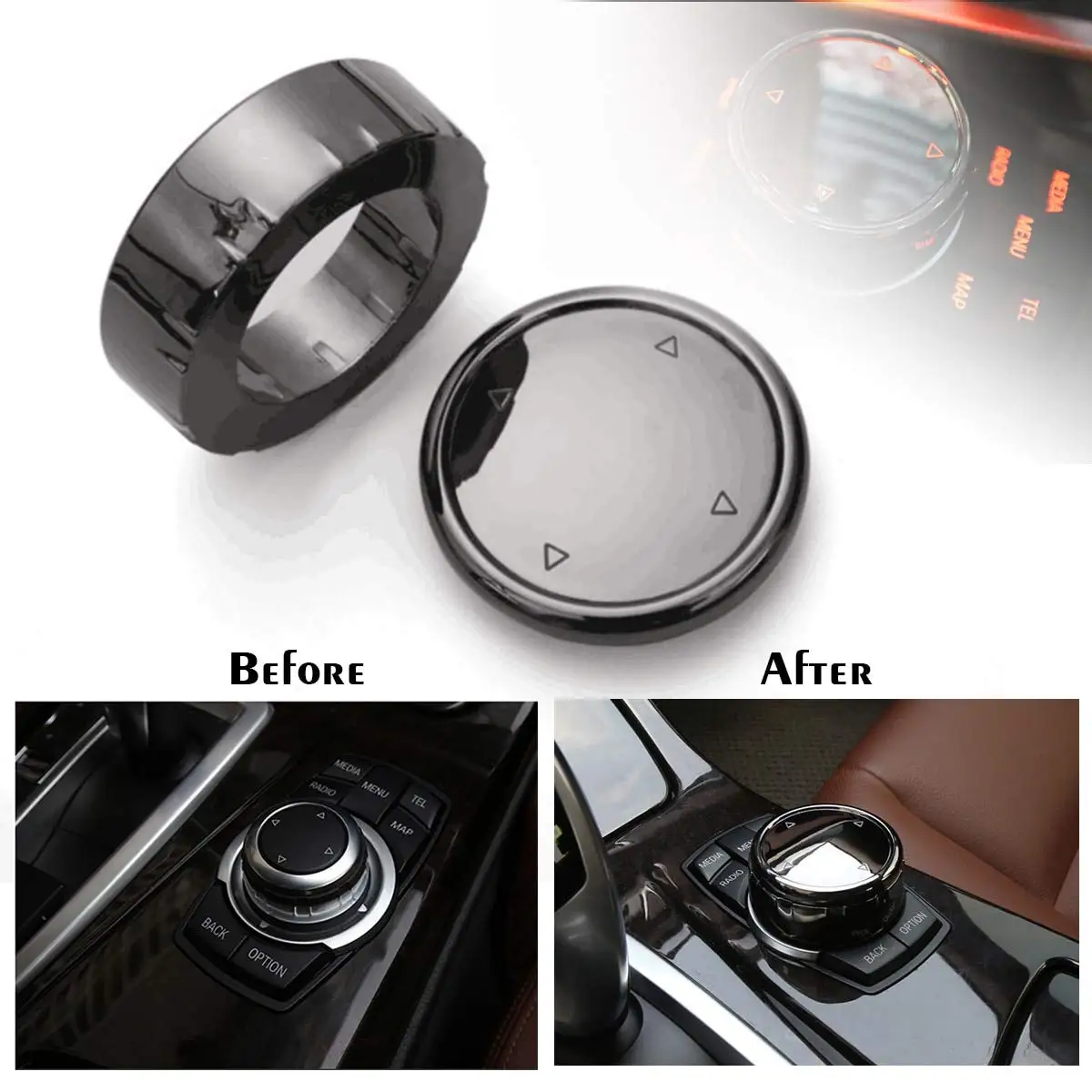 buy Car Multimedia Button Cover Knob Frame Trim BMW F10 F20 F30 For iDrive Button Black