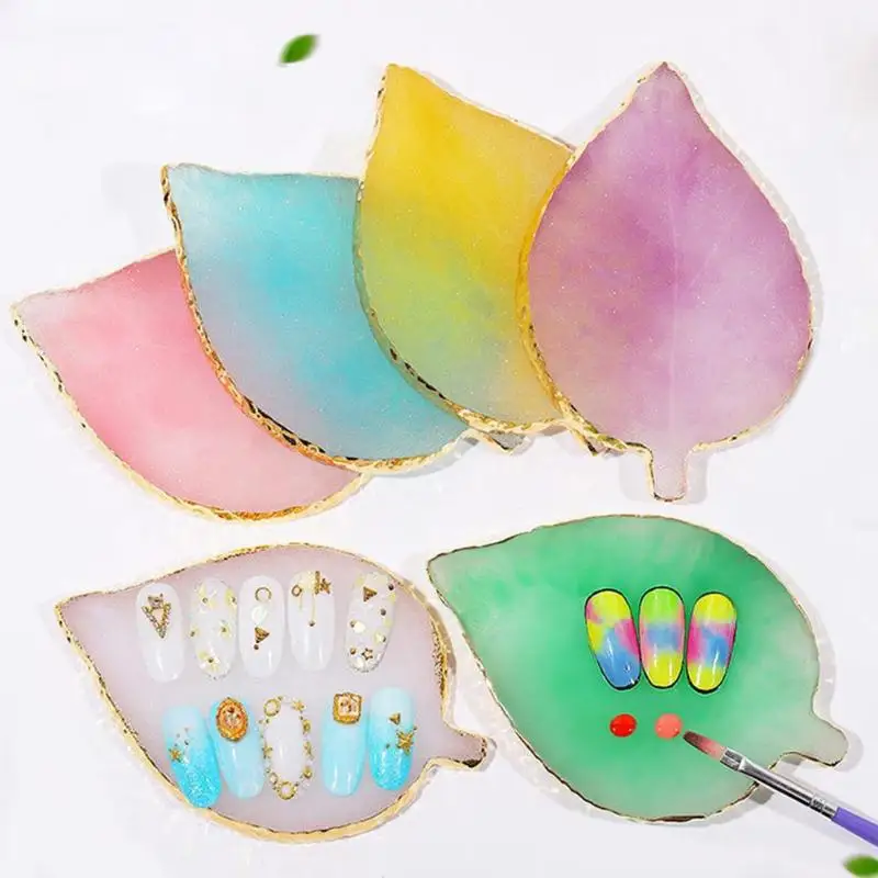 

Leaf Shape Natural Resin Nail Art Color Palette Acrylic Gel Polish Holder