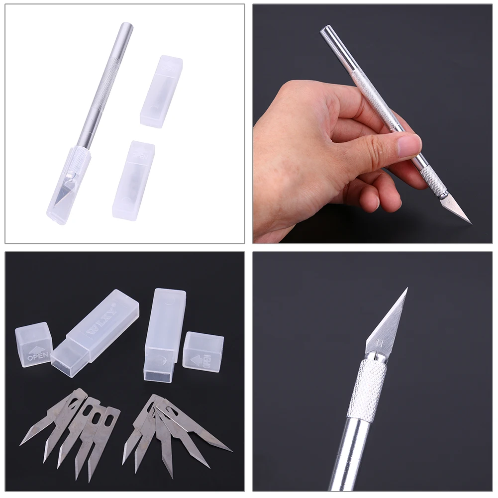 12pcs/set Metal Knife Blades Pen Wood Carving Tools Fruit Food Craft