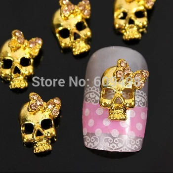 

50pcs/bag 3D Alloy Skull Rhinestones Nail Art Decoration DIY Metal Accessory