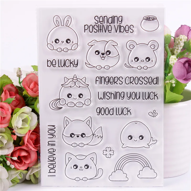 

Rubber Silicone Clear Stamps for Scrapbooking Tampons Transparents Seal Background Stamp Card Making Diy Cartoon cute animals 4