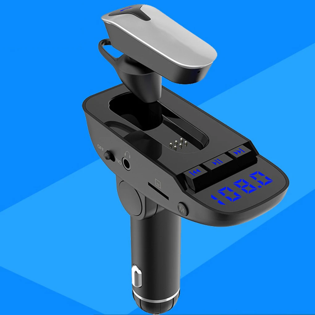 Universal Wireless Bluetooth Headset FM Transmitter MP3 Radio Adapter TF SD Card Earphone USB Charger Car Smartphones