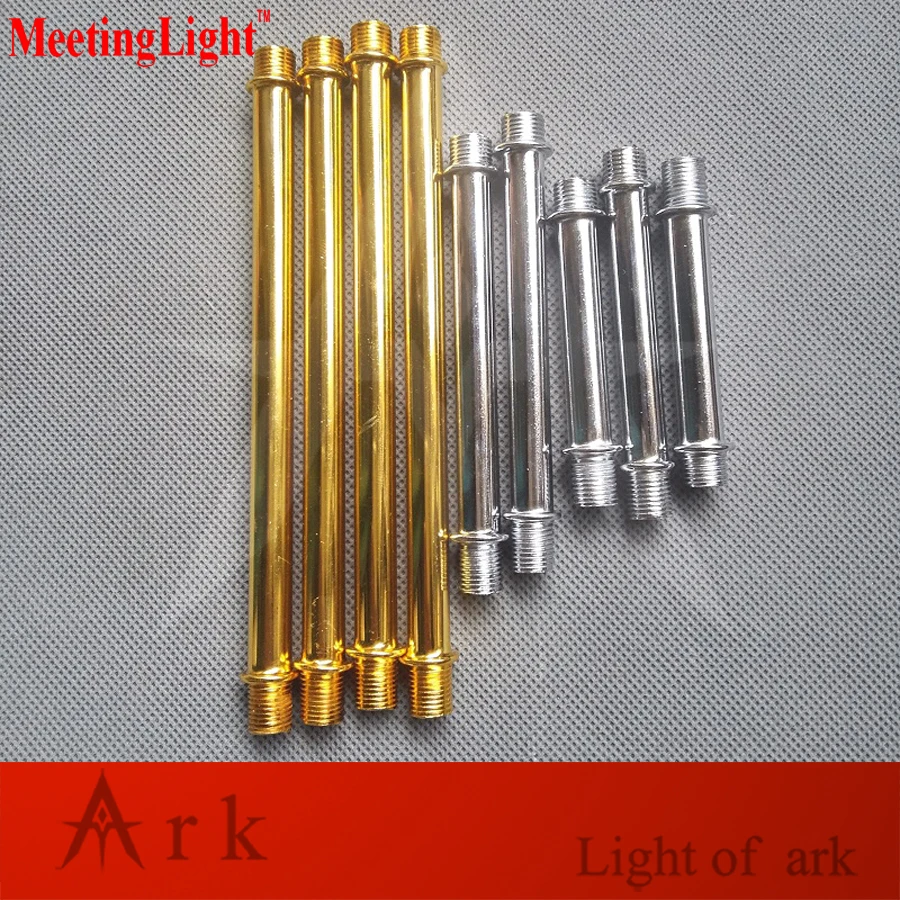 

DIY 10pcs/lot M10 Double Head Pipe Male Threaded hollow tube Tooth Tube 10mm Alloy Plating DIY Lighting connection Tube