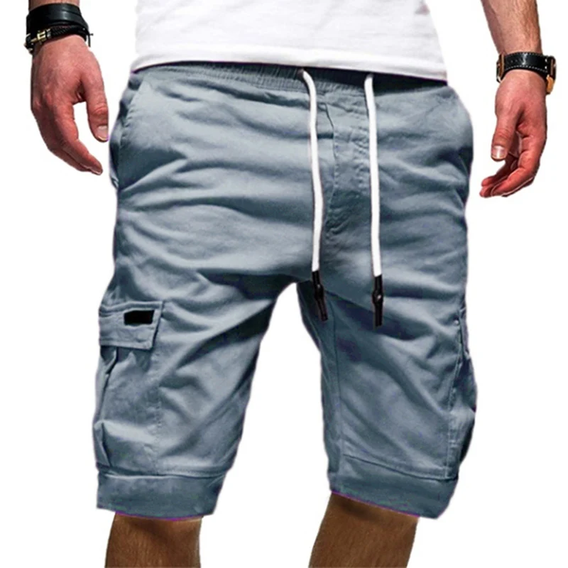 Новые летние мужские Шорты повседневные шорты для тренировок мужские шорты с большим количеством карманов сплошной цвет
