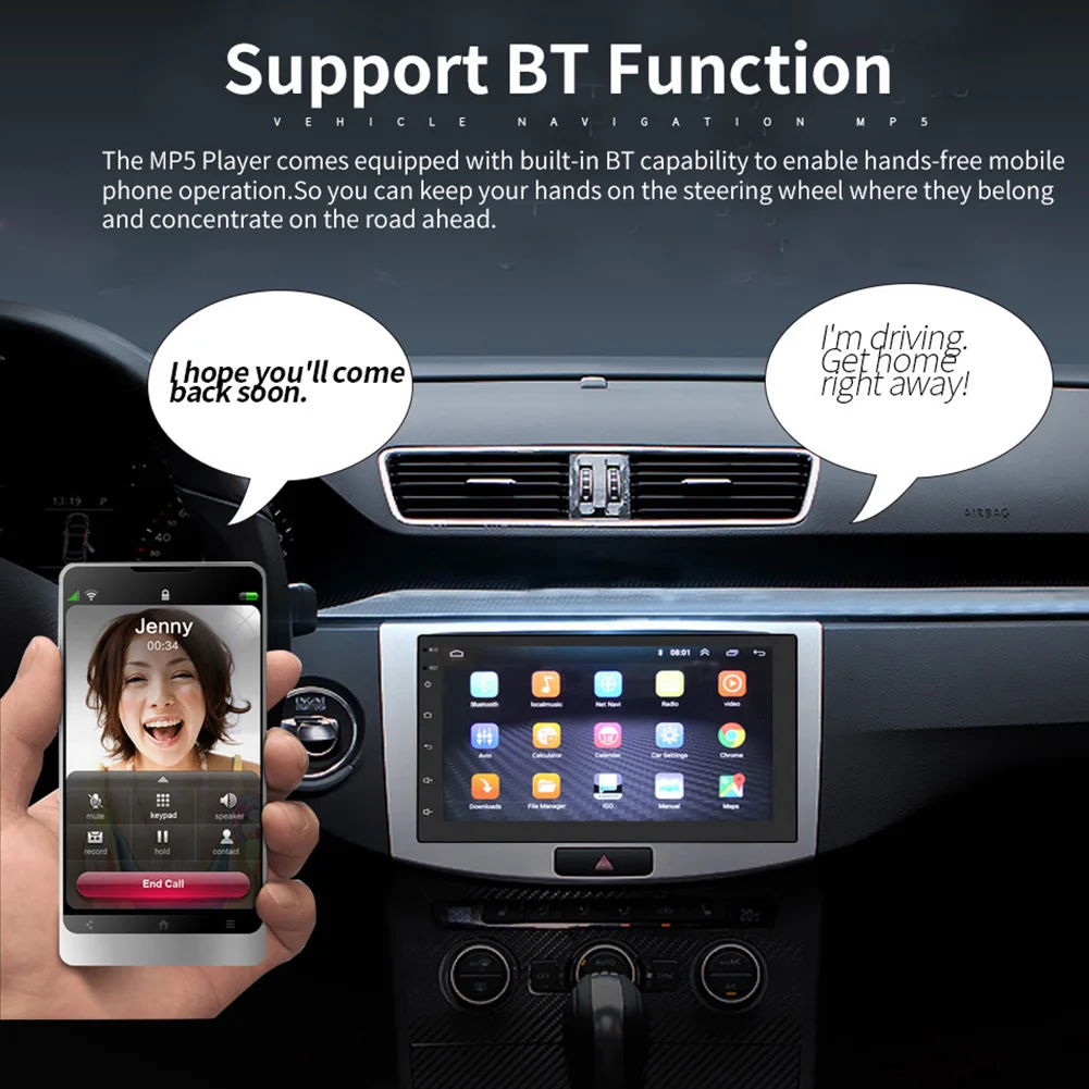 

7 Inch MP5 Player GPS Navigation Car Stereo Online Voice Control Quad Core Screen WIFI Radio Entertainment HD Multimedia