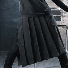 Для ночного клуба, DJ, певица, панк рок, хип-хоп, юбка, брюки, плиссированные, неправильный дизайн, фартук для мужчин, harajuku, повседневные, готический стиль, брюки