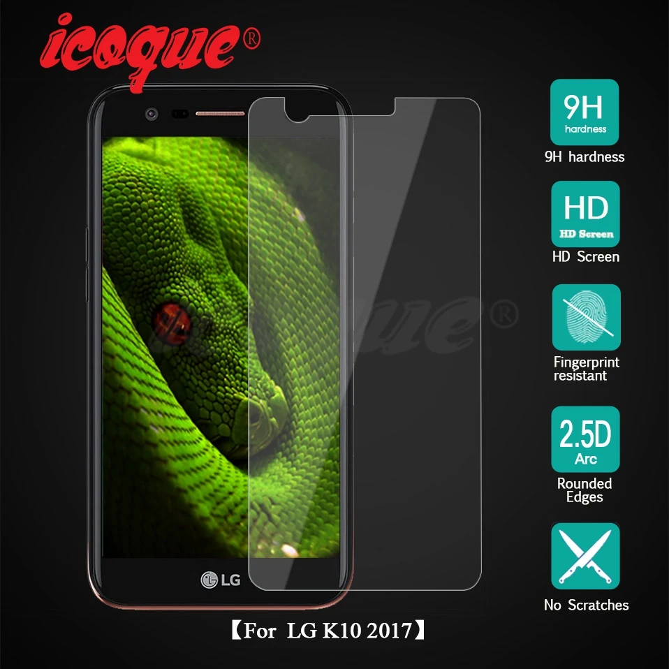 Закаленное стекло Icoque 9H 2.5D для LG K10 2017 дисплея M250 пленка телефона Защитное защита