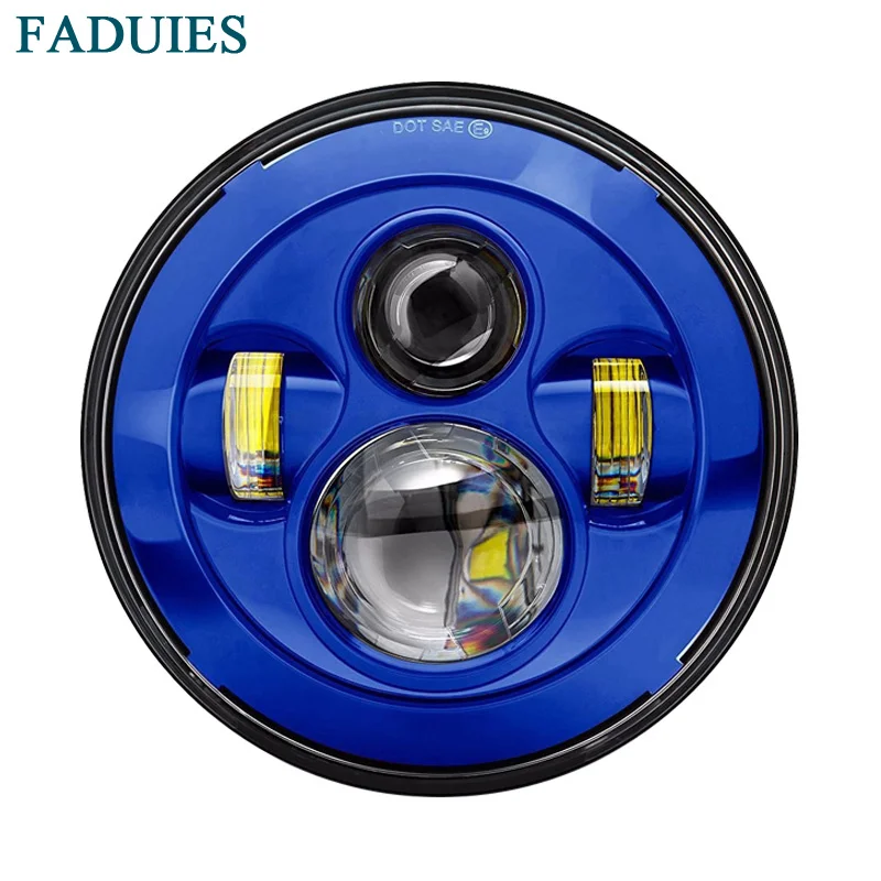 Новая синяя 7 дюймовая круглая 40 Вт светодиодная фара FADUIES для мотоцикла Wrangler TJ JK