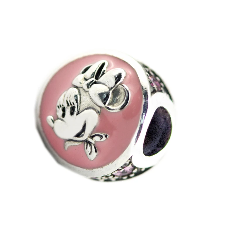 

Pandulaso Pink Enamel Vintage Minnie Crystal Beads for Jewelry Making Fit Charms Silver 925 Original Bracelets Women DIY Jewelry
