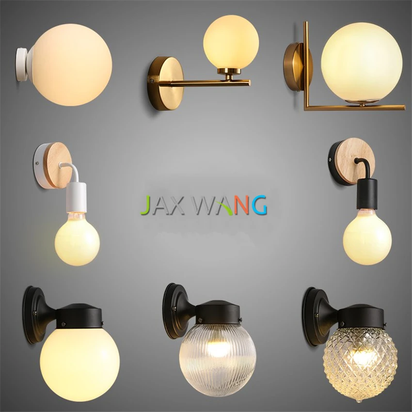 

JW Nordic Modern Simple Iron Wall Lamp Glass Ball Wall Lights for Living Room Bedroom Bedside Bathroom TV Mirror Lighting Decor