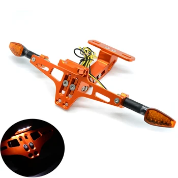 

CNC Motorcycle Registration Plate Holder Adjustable LED Light Universal For Yamaha TTR 250 FZ1 Suzuki Bandit 650 1200 SV650 1000