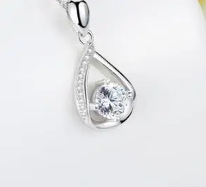 pendant OMHXZJ,, Европейская мода, женские вечерние, для девушек, свадебный подарок, капля воды, AAA, циркон, 925 пробы, серебряное ожерелье с подвеской, NA44 - Цвет камня: pendant