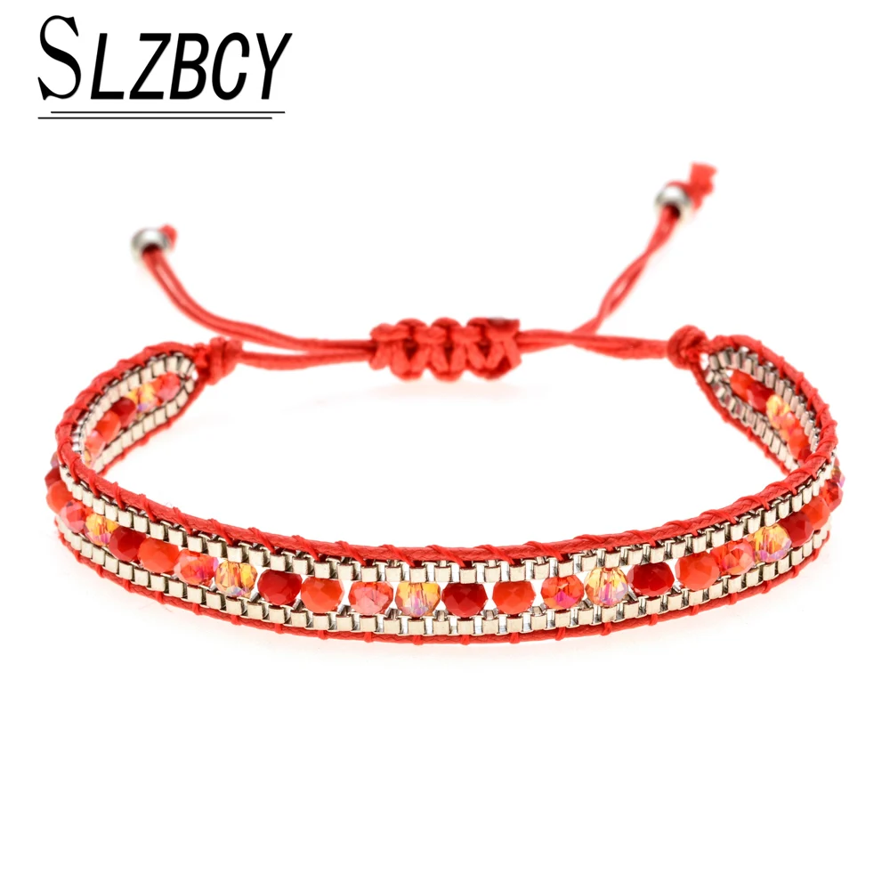 Handmade Braided Crystal Beads Charms Bracelets for Women Ethnic